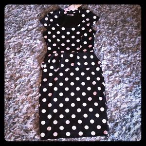 Black and White polka dot vintage midi dress
